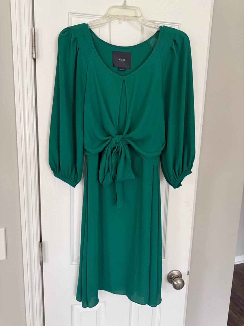 Anthropologie Maeve Teal Green Tie-Front Midi Dress
